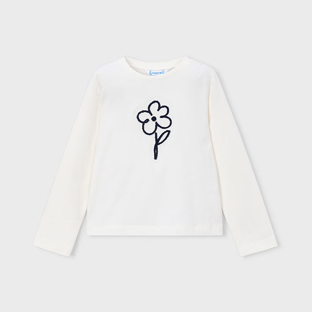 Mayoral Kışlık Kız Basic Uzun Kol T-shirt Ekru