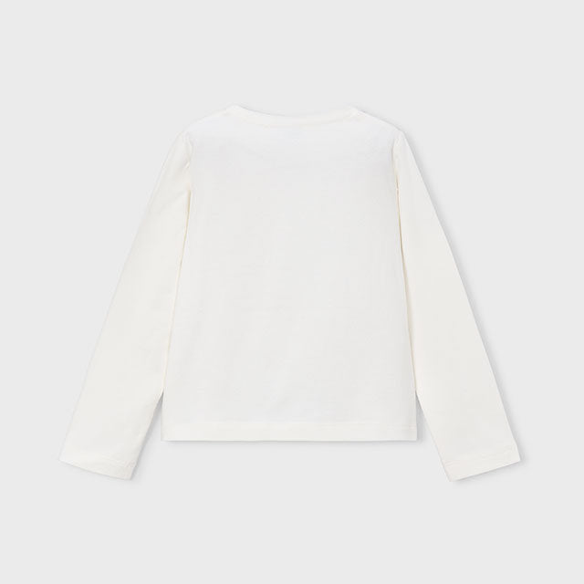 Mayoral Kışlık Kız Basic Uzun Kol T-shirt Ekru