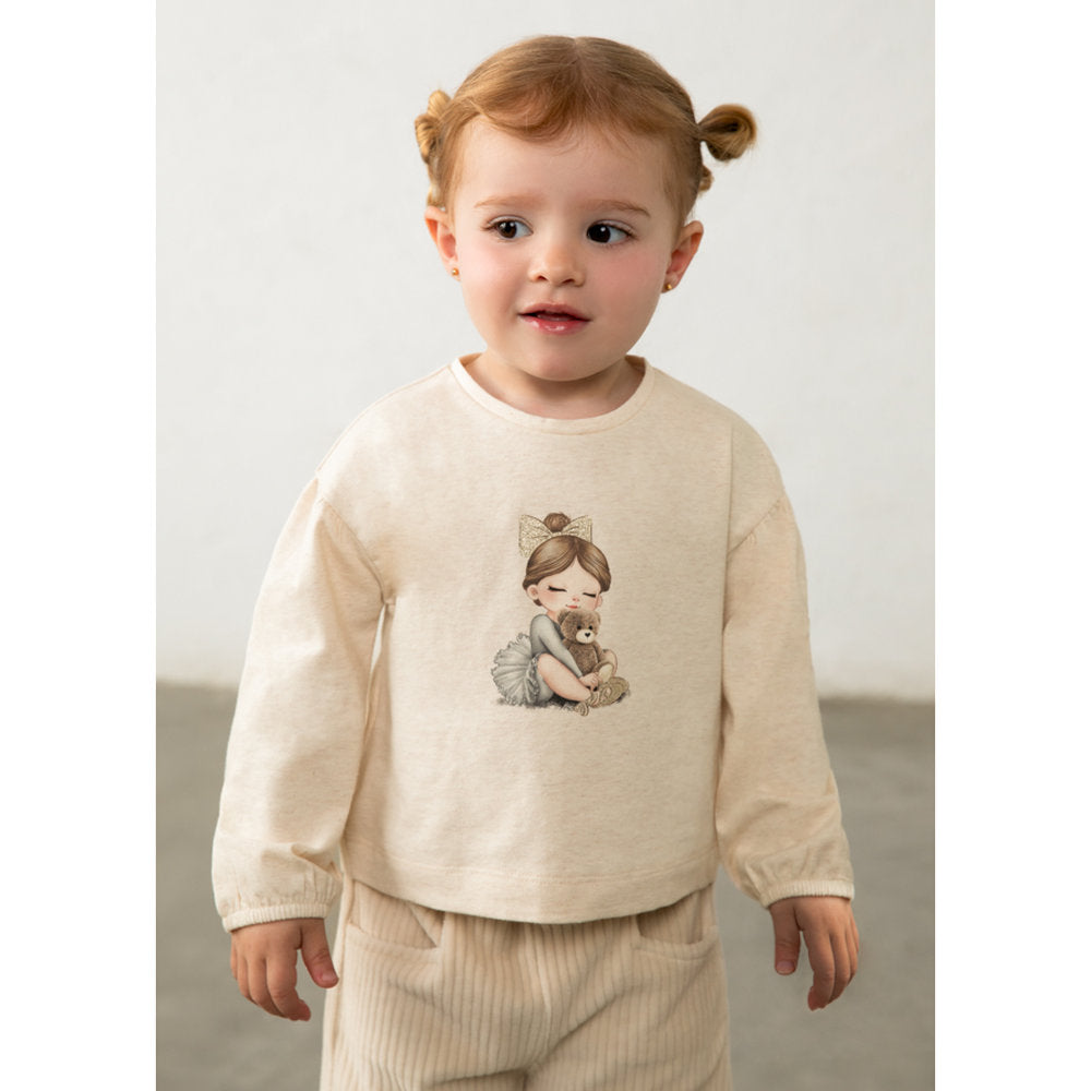 Mayoral Kışlık Kız Bebek Uzun Kol T-shirt Ekru