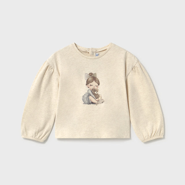 Mayoral Kışlık Kız Bebek Uzun Kol T-shirt Ekru