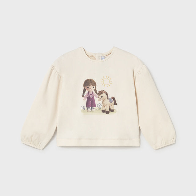 Mayoral Kışlık Kız Bebek Uzun Kol T-shirt Ekru