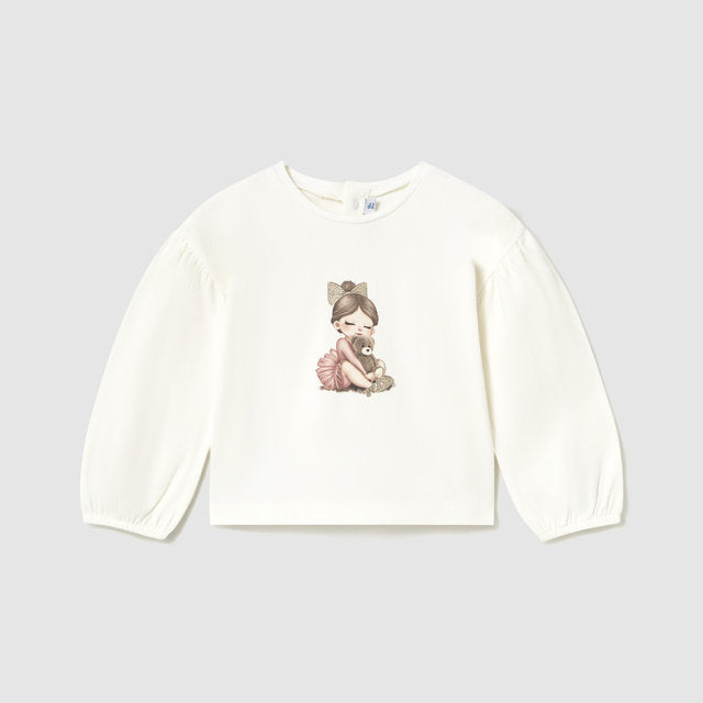 Mayoral Kışlık Kız Bebek Uzun Kol T-shirt Ekru