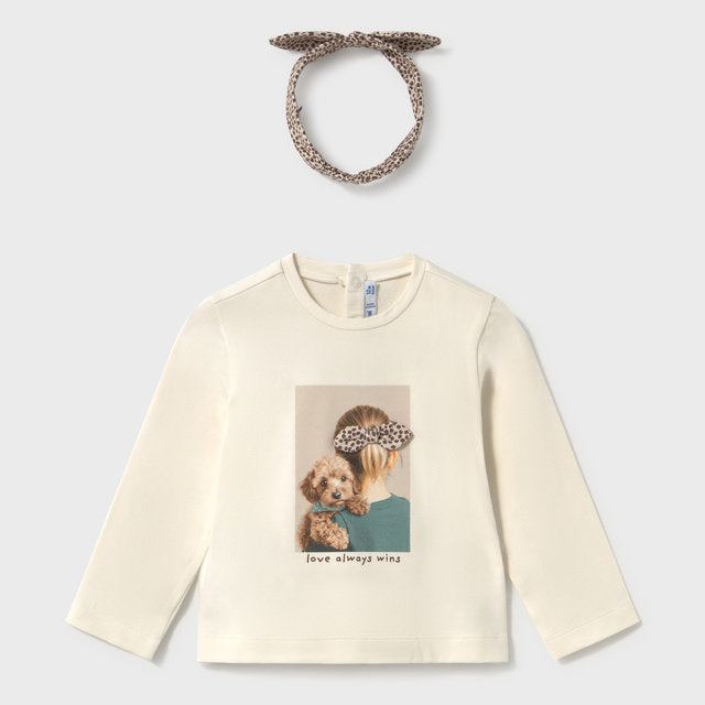 Mayoral Kışlık Kız Bebek Uzun Kol T-shirt Bej