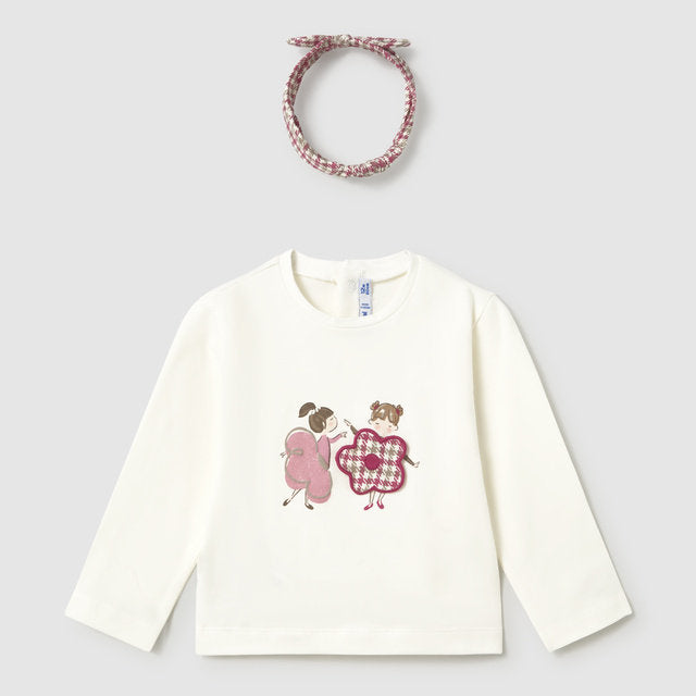 Mayoral Kışlık Kız Bebek Uzun Kol T-shirt Ekru