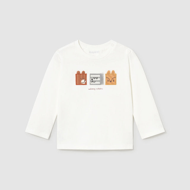 Mayoral Kışlık Erkek Bebek Uzun Kol T-shirt Ekru