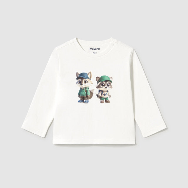 Mayoral Kışlık Erkek Bebek Uzun Kol T-shirt Ekru
