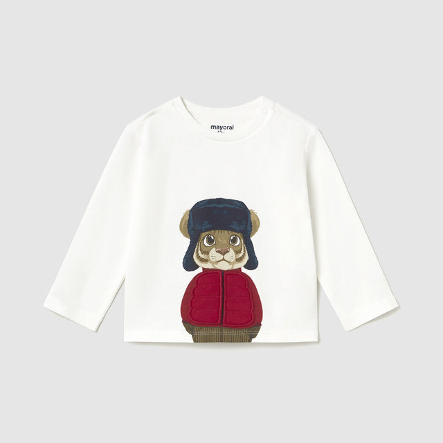 Mayoral Kışlık Erkek Bebek Uzun Kol T-shirt Ekru