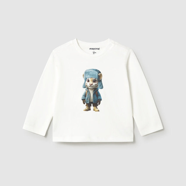 Mayoral Kışlık Erkek Bebek Uzun Kol T-shirt Ekru
