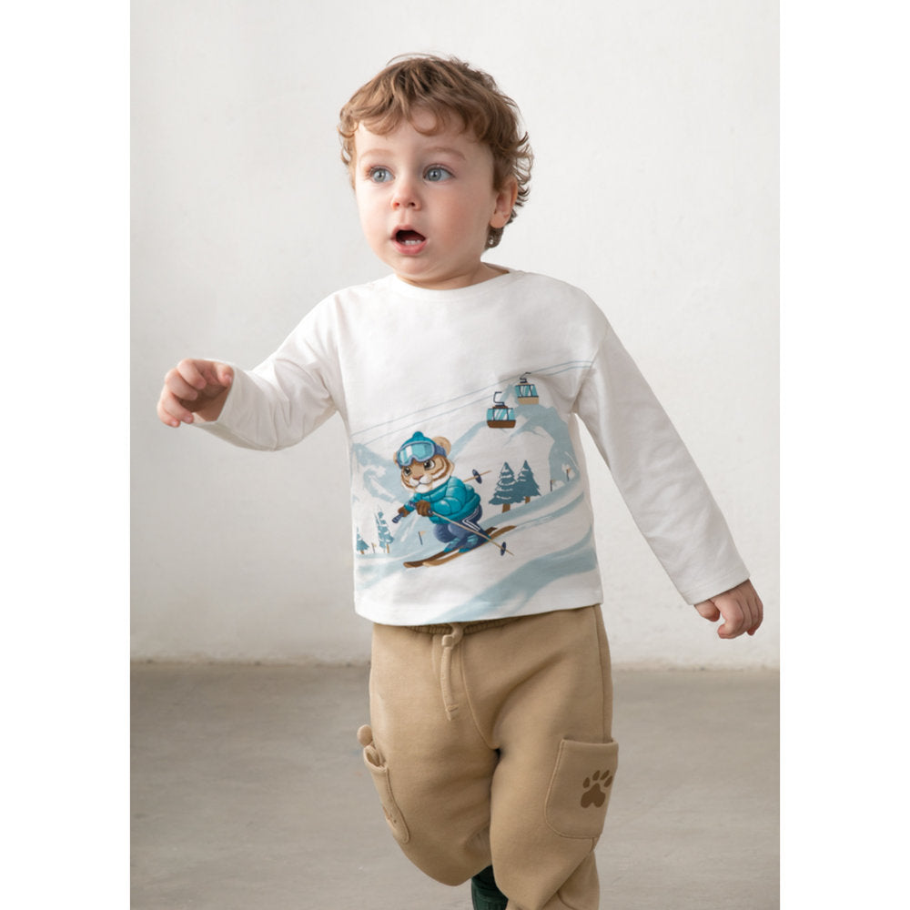 Mayoral Kışlık Erkek Bebek Uzun Kol T-shirt Ekru