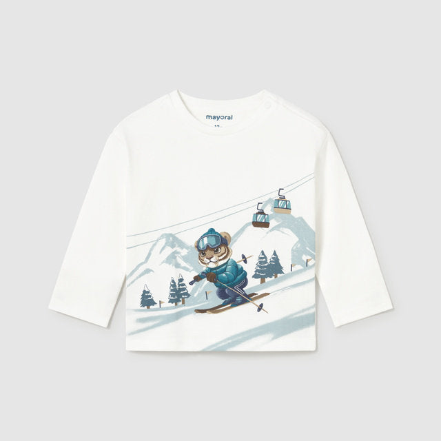 Mayoral Kışlık Erkek Bebek Uzun Kol T-shirt Ekru