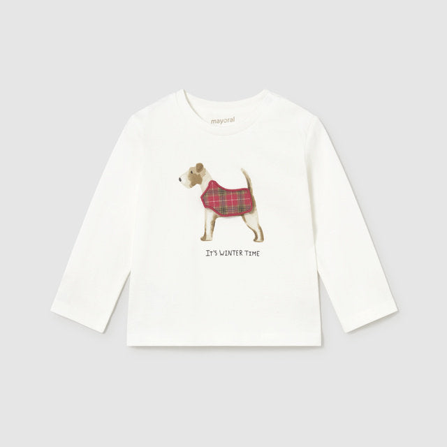Mayoral Kışlık Erkek Bebek Uzun Kol T-shirt Ekru