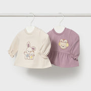 Mayoral Kışlık Kız Bebek Uzun Kol T-shirt 2'li Set Mor