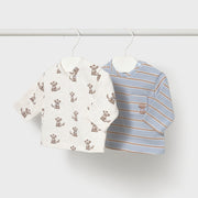 Mayoral Kışlık Erkek Bebek Uzun Kol T-shirt 2'li Set Mavi