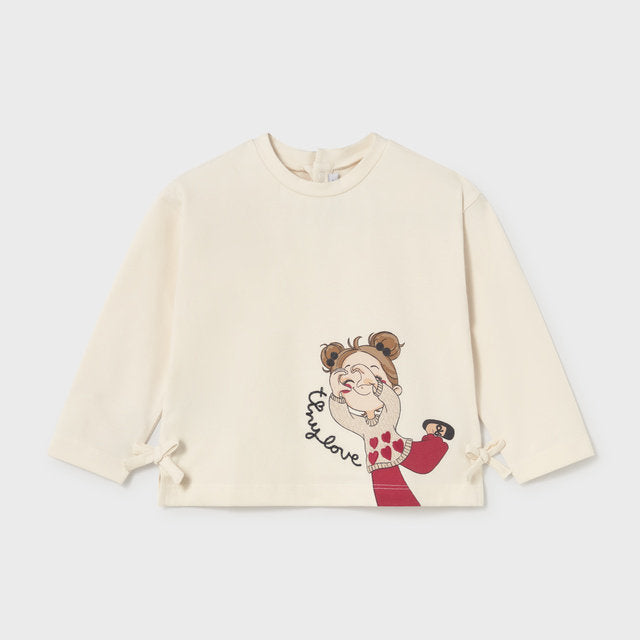 Mayoral Kışlık Kız Bebek Uzun Kol T-shirt Ekru
