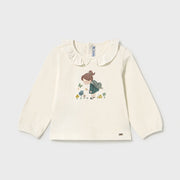 Mayoral Kışlık Kız Bebek Uzun Kol T-shirt Ekru