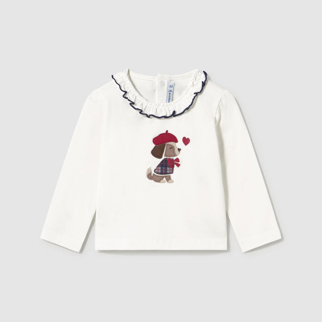 Mayoral Kışlık Kız Bebek Uzun Kol T-shirt Ekru