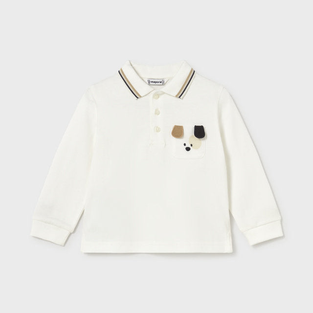 Mayoral Kışlık Erkek Bebek Polo Yaka Uzun Kol T-shirt Ekru