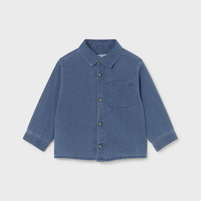 Mayoral Kışlık Erkek Bebek Denim Uzun Kol Gömlek Mavi
