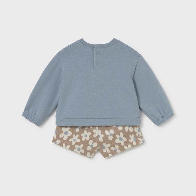 Mayoral Kışlık Kız Bebek Uzun Kol Bluz Bermuda Set Mavi