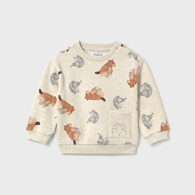 Mayoral Kışlık Erkek Bebek Uzun Kol Sweatshirt Bej