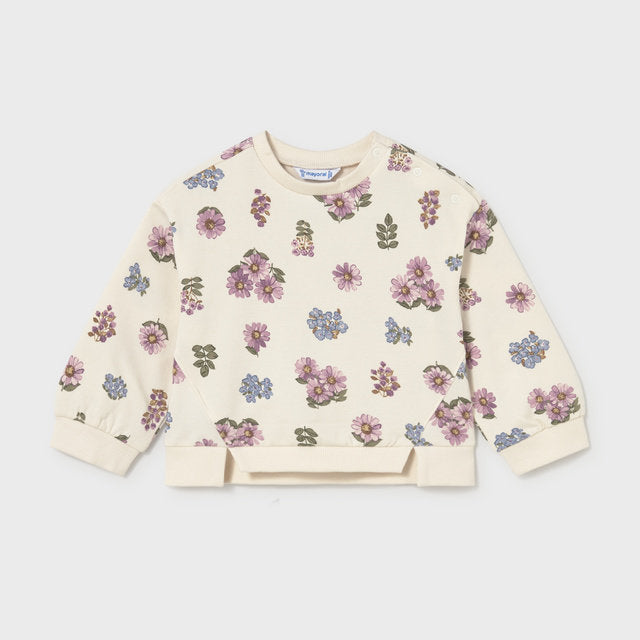 Mayoral Kışlık Kız Bebek Uzun Kol Sweatshirt Ekru