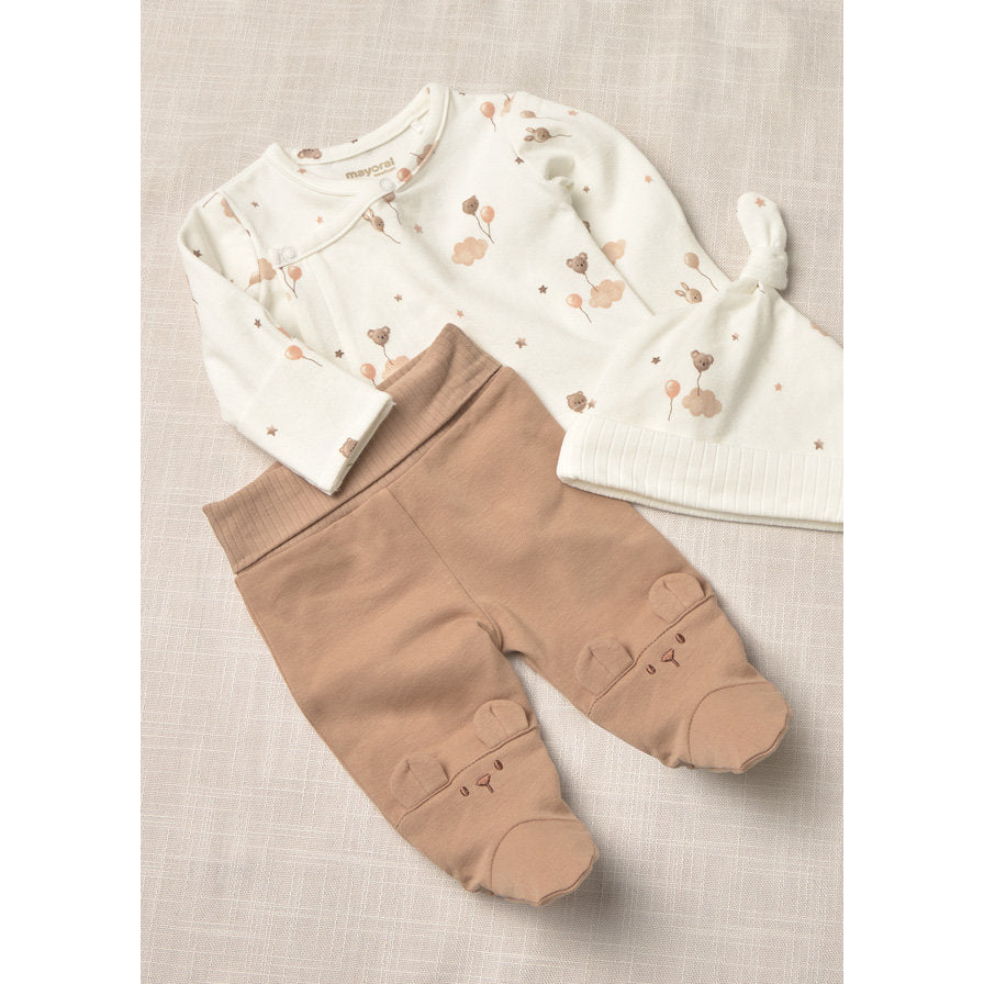 Mayoral Kışlık Bebek Bluz Patikli Pantolon 3'lü Set Ekru