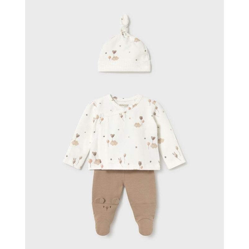 Mayoral Kışlık Bebek Bluz Patikli Pantolon 3'lü Set Ekru