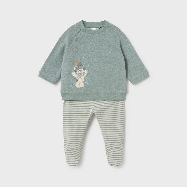 Mayoral Kışlık Erkek Bebek Bluz Patikli Pantolon Set Yeşil