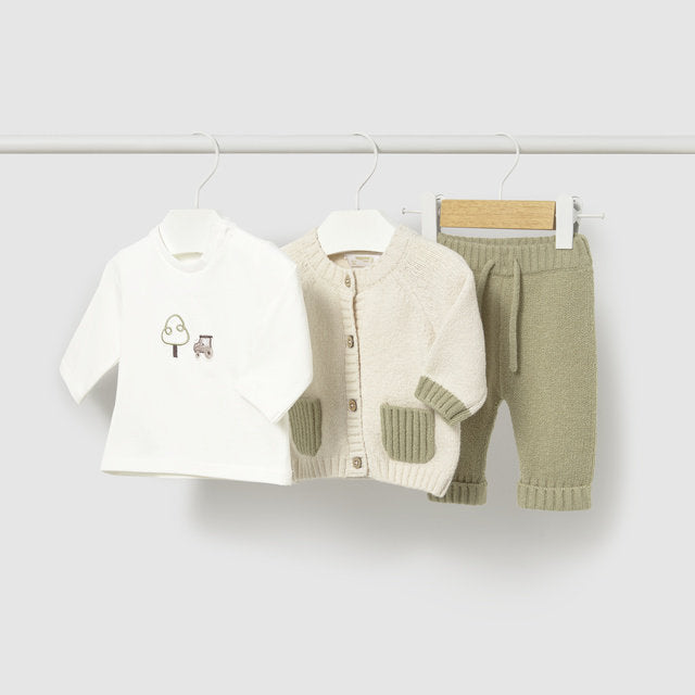 Mayoral Kışlık Erkek Bebek Örme Ceket Pantolon 3'lü Set Yeşil