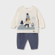 Mayoral Kışlık Erkek Bebek Kazak Pantolon Set Ekru