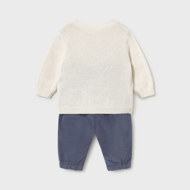 Mayoral Kışlık Erkek Bebek Kazak Pantolon Set Ekru