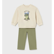 Mayoral Kışlık Erkek Bebek Sweatshirt Pantolon Set Ekru