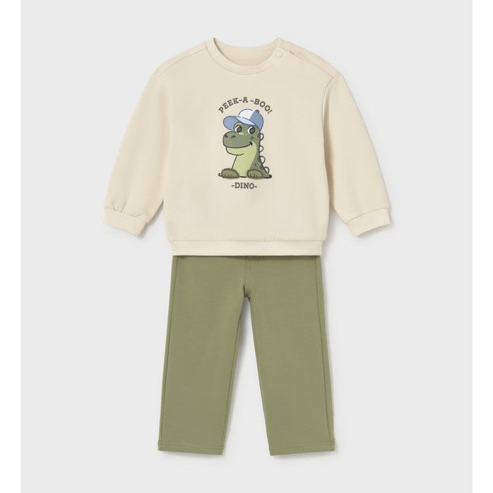 Mayoral Kışlık Erkek Bebek Sweatshirt Pantolon Set Ekru