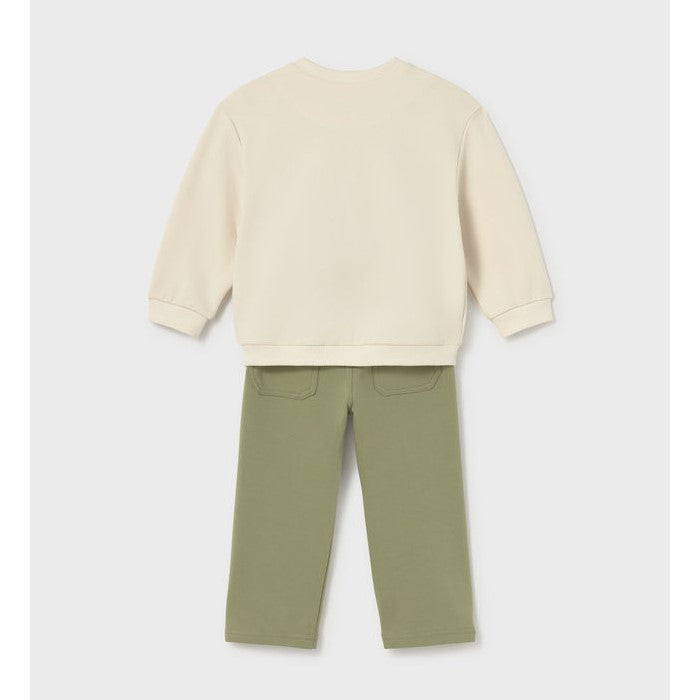 Mayoral Kışlık Erkek Bebek Sweatshirt Pantolon Set Ekru
