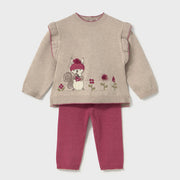 Mayoral Kışlık Kız Bebek Örme Kazak Pantolon Set Bej