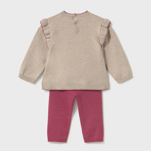 Mayoral Kışlık Kız Bebek Örme Kazak Pantolon Set Bej