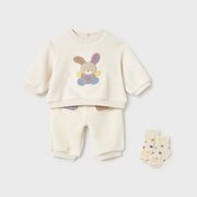 Mayoral Kışlık Kız Bebek Eşofman Üçlü Set Ekru