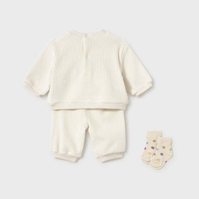 Mayoral Kışlık Kız Bebek Eşofman Üçlü Set Ekru