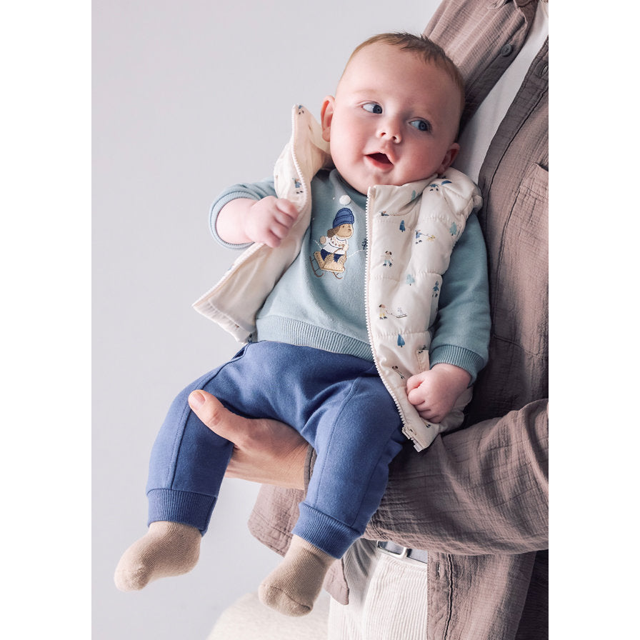 Mayoral Kışlık Erkek Bebek Yelekli Eşofman 3'lü Set Mavi