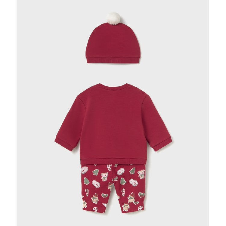 Mayoral Kışlık Bebek Sweatshirt Pantolon 3'lü Set Kırmızı