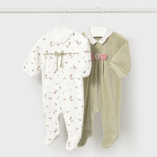 Mayoral Kışlık Kız Bebek Kadife Tulum 2'li Set Yeşil