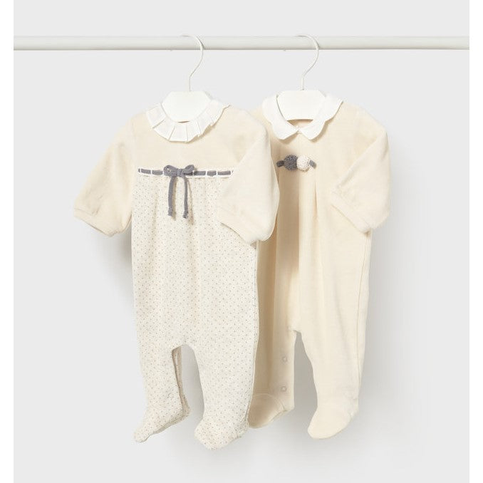 Mayoral Kışlık Kız Bebek Kadife Tulum 2'li Set Bej
