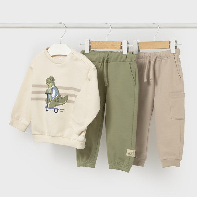 Mayoral Kışlık Erkek Bebek Sweatshirt Eşofman 3'lü Set Yeşil