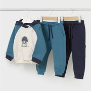 Mayoral Kışlık Erkek Bebek Sweatshirt Eşofman 3'lü Set Mavi