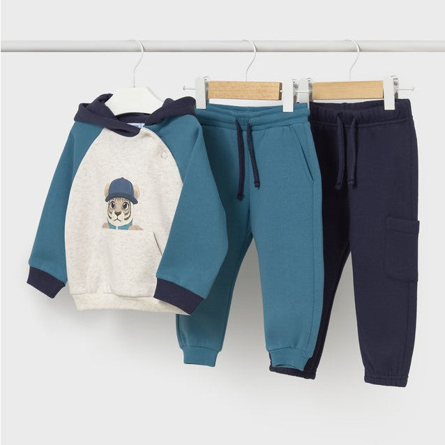 Mayoral Kışlık Erkek Bebek Sweatshirt Eşofman 3'lü Set Mavi