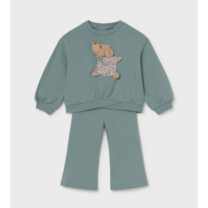 Mayoral Kışlık Kız Bebek Sweatshirt Eşofman Set Yeşil