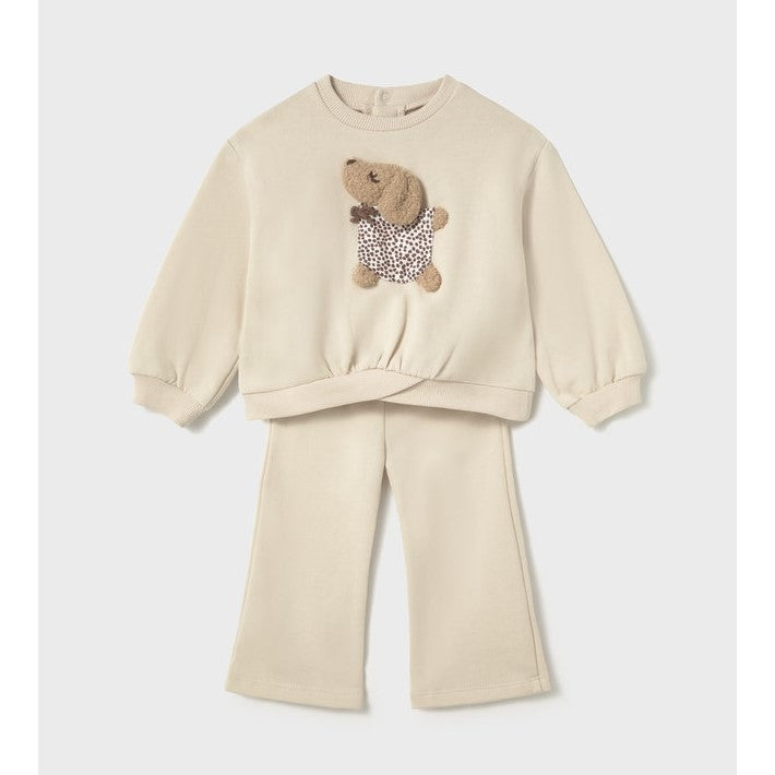 Mayoral Kışlık Kız Bebek Sweatshirt Eşofman Set Ekru