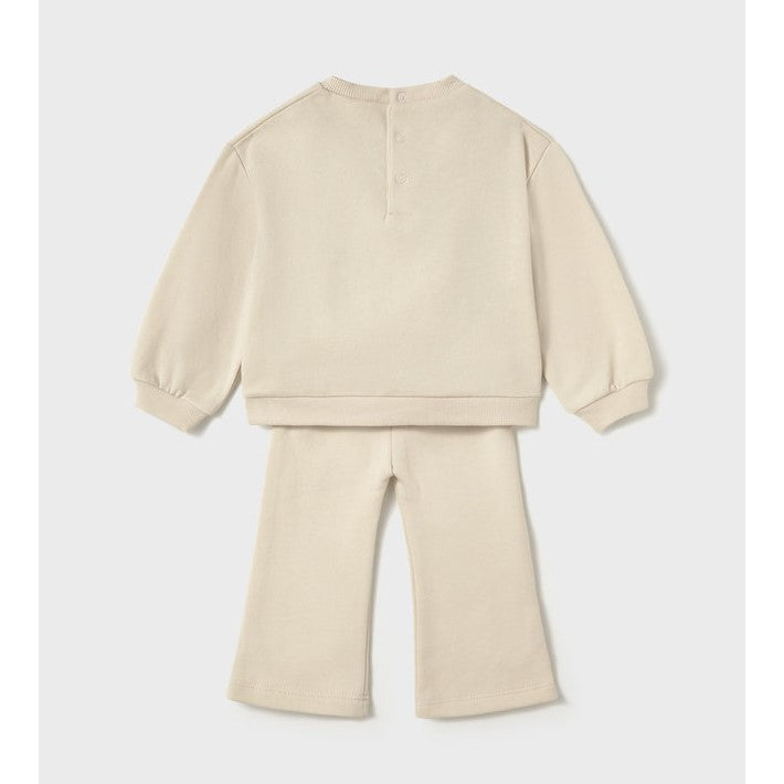 Mayoral Kışlık Kız Bebek Sweatshirt Eşofman Set Ekru