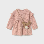 Mayoral Kışlık Kız Bebek Elbise Çanta Set Pembe