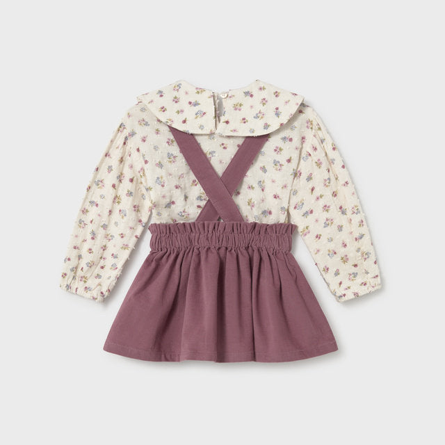 Mayoral Kışlık Kız Bebek Bluz Salopet Elbise Set Mor
